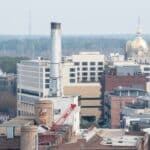 Real estate attorney Savannah aerial view of Savannah Georgia historic buildings